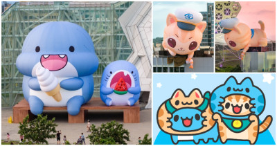 巨大萌高雄打卡點！15米高「胖鯊魚、蜜柑站長、咖波」攻佔高雄流行音樂中心，LINE貼圖「海洋派對 高雄聯萌」連續67天裝可愛。