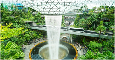 新加坡必訪景點！世界最大室內瀑布星耀樟宜，購物中心融合植物園。