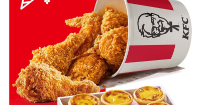 肯德基買一送一！肯德基47折蛋撻+炸雞桶連假優惠，週三咔啦雞腿堡買一送一。
