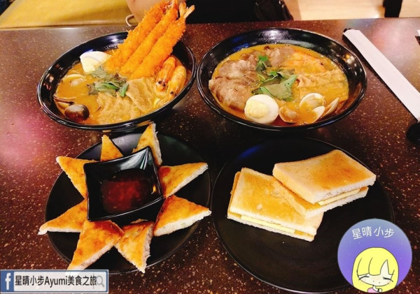 [台南叻沙麵推薦]寶貝老闆叻沙麵-台南新光中山店/酸辣叻沙雪花牛/隱藏版叻沙炸蝦/月亮蝦餅/咖椰吐司