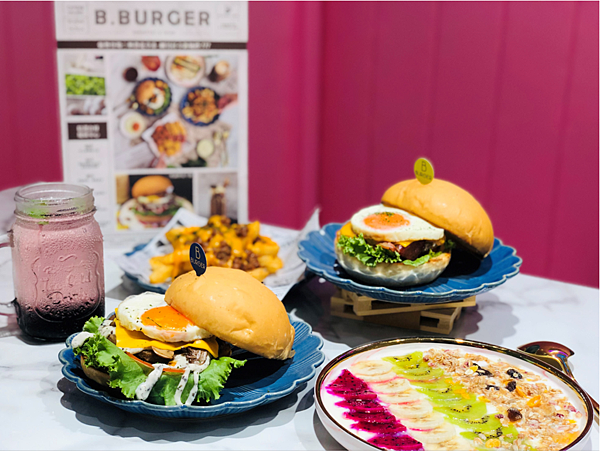 【新北美食￭中和區】B.burger嗶嗶漢堡 x 網美質感的設計，好拍有fu超尬意、新鮮現做的料理，平價親民很可以║ 中和早午餐、中和美食、新北早午餐