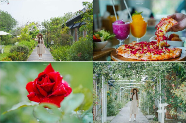 【屏東九如｜美食】大花農場。屏東秘境景點，超大有機玫瑰園，可親採有機玫瑰，玫瑰創意料理披薩意外好吃