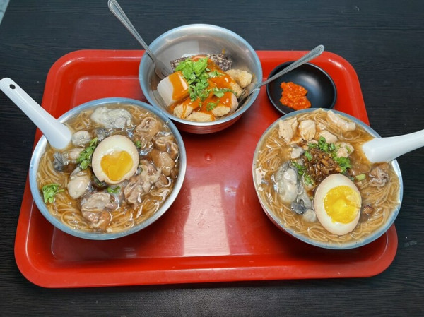 【蘆洲麵線推薦】蘆洲樂福手工麵線，獨家蒜味麵線+秘方辣醬，蚵仔、雞丁軟嫩、大腸脆口，三種，蘆洲美食，