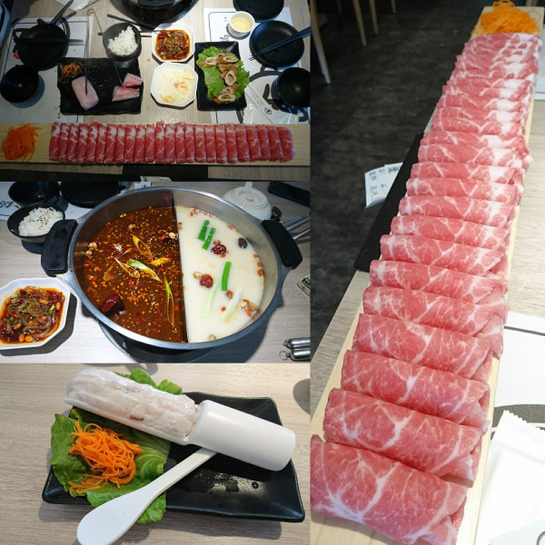 高雄~愛食鍋 麻辣鴛鴦鍋~超狂長肉盤 大份量肉品~鴨血.豆腐.白飯無限量供應~愛玩客推薦~              
