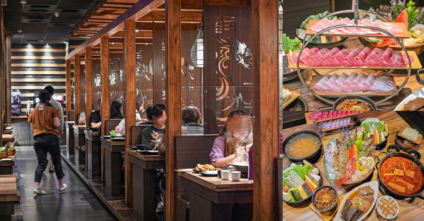 1人1鍋、半包廂座位，還有飲料冰品自助吧，推薦海陸雙人套餐，居然有整尾紅條石斑