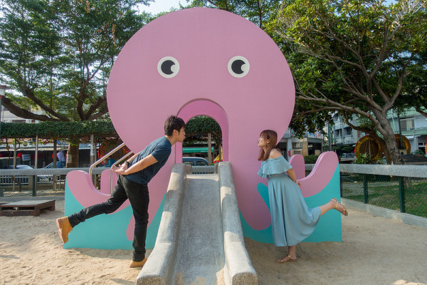 | Taiwan Taichung 台灣 台中 太平區 ☻ 新坪公園 | IG 熱門打卡景點 . 超萌粉紅色章魚溜滑梯