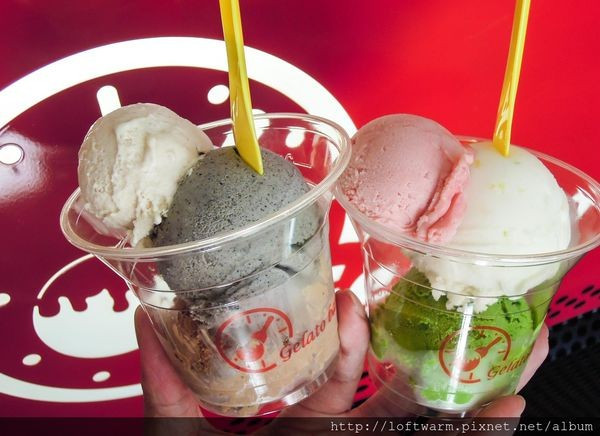 好時光義大利冰淇淋 Gelato Bar  紅心芭樂 奇異果 芝麻 檸檬香柚 核桃 抹茶 桃園中壢SOGO商圈好吃水果風味冰淇淋推薦...