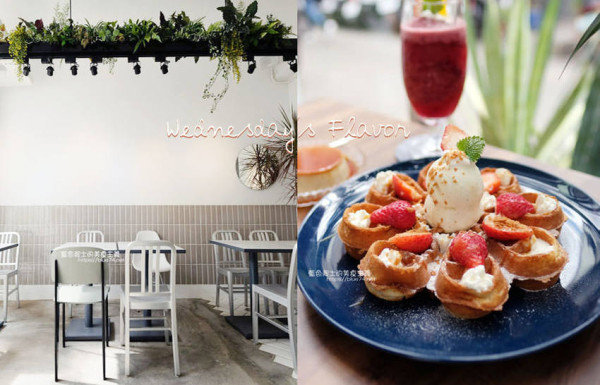 台中西區│小週末-白色系綠意小清新，勤美商圈推薦季節限定草莓麻糬鬆餅下午茶 - 藍色起士的美食主義