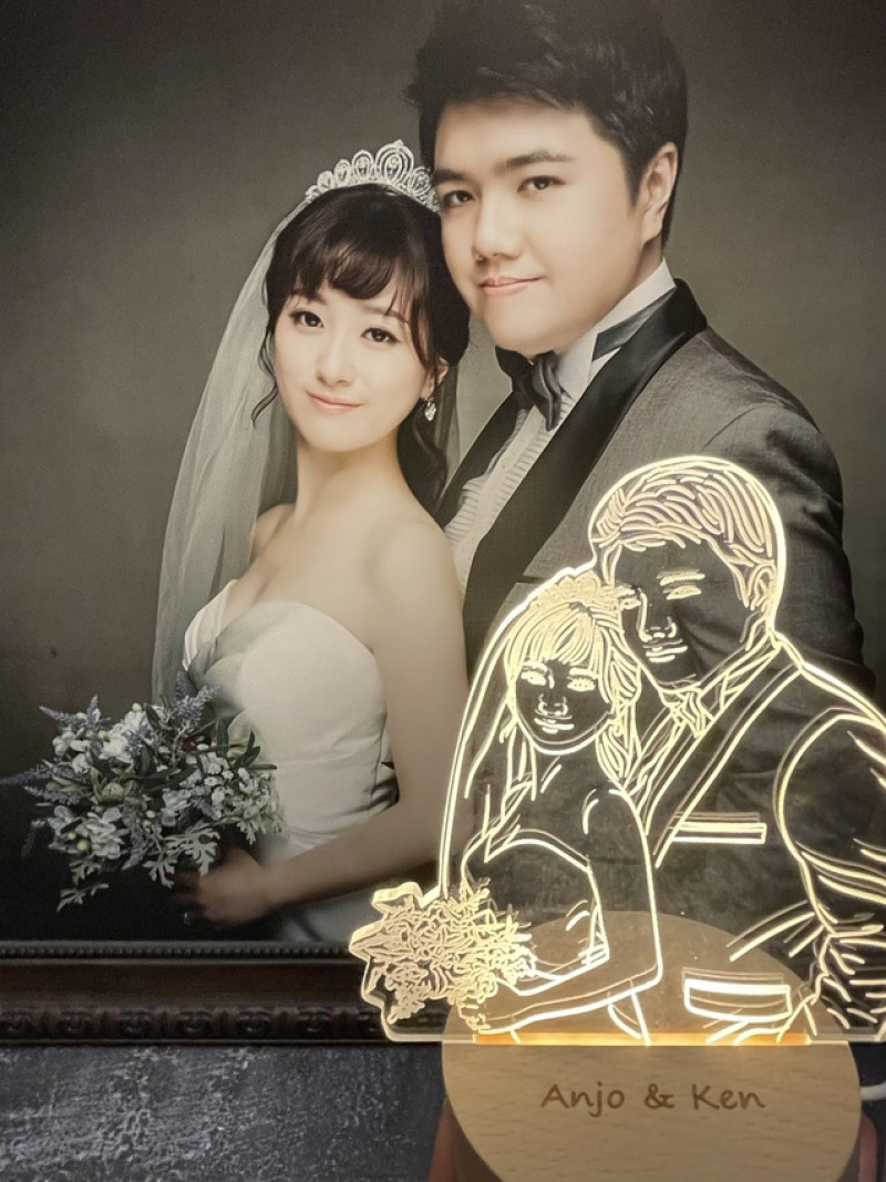 情侶客製化禮物：人像線條畫小夜燈│輪廓手繪線稿風格、結婚紀念品禮物、紀念日、聖誕節禮物