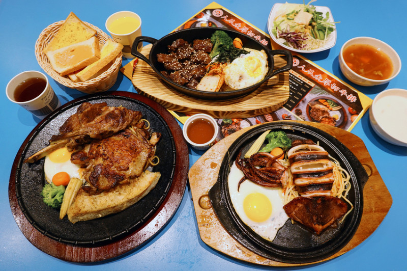 永和好吃平價牛排吃到飽推薦，人从众厚切牛排永和竹林店，高CP值、免服務費好吃台式牛排館