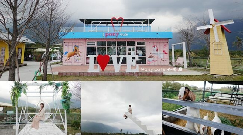 花蓮親子景點 ▶ Pony cafe 咖啡廳 ▶ 天空階梯、落羽松水池、可愛動物、戲水池 花蓮海景咖啡廳!