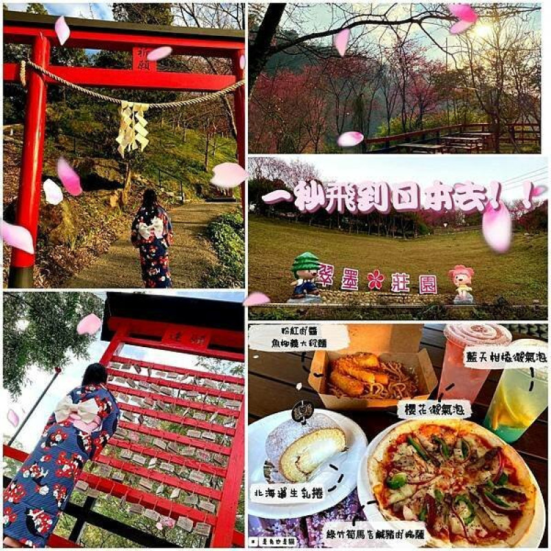 桃園世外「翠墨莊園」櫻花季開跑啦！一秒飛日本體驗「和服」看櫻花、網美打卡景點、餓了還有美食吃！還不快來！