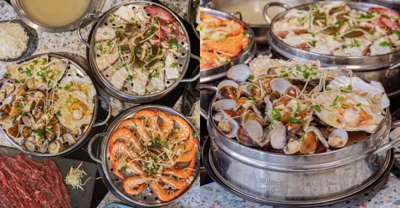 台中蒸氣海鮮塔霸主就在這！8種海鮮+3種肉品飽到天靈蓋，還有整尾新鮮透抽米粉可以DIY