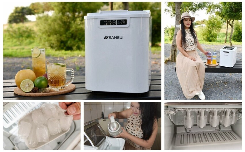 家電開箱｜SANSUI 山水 微電腦全自動製冰機 SI-M2 快速製冰容量大 一鍵自動清洗超方便，大小冰塊選擇 露營製冰機 派對、聚餐、家用製冰機