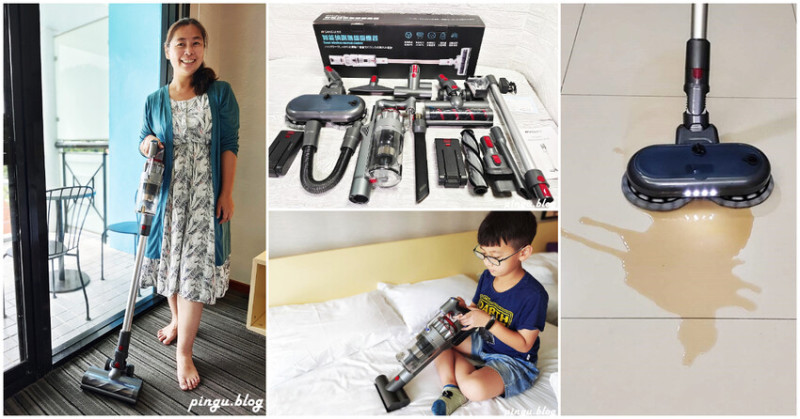 SANSUI山水智能偵測濕拖無線吸塵器SVC-J800｜電動濕拖吸頭 LED照明輔助 雙電池替換 多功能一機搞定 家中清潔好輕鬆 - 小企鵝生活趣
