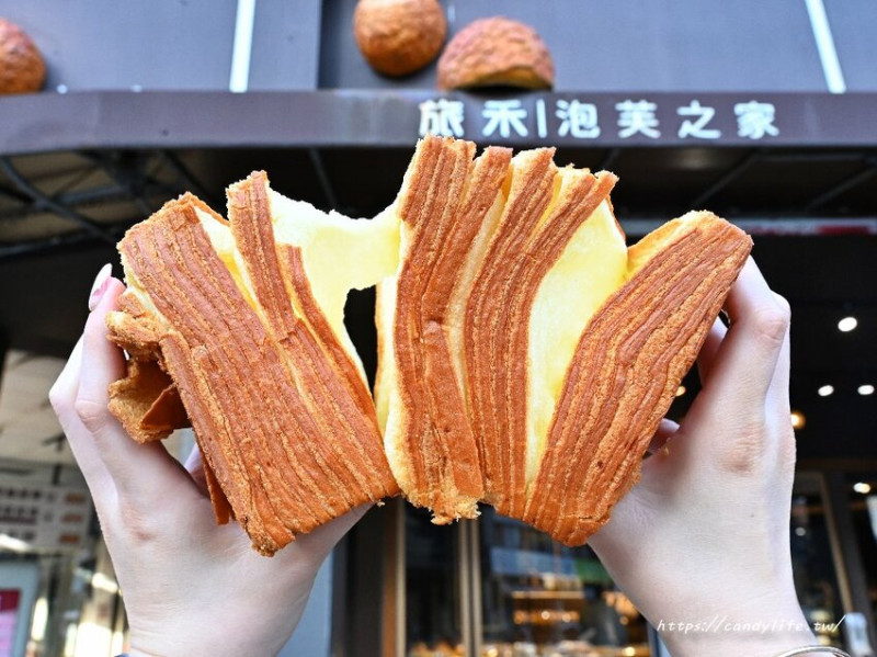 IG爆紅千層吐司就在旅禾泡芙之家，日銷千條，奶香濃郁，絲滑綿密，每日限量販售！