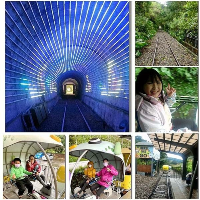 踩著河豚自行車欣賞感受海天一色的景致~穿過光雕隧道-新北深澳鐵道自行車 Rail Bike