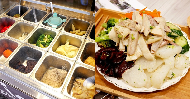 台中南區鹹水雞，Q彈雞肉和滿滿新鮮蔬菜，淋上鮮甜肉汁清爽不油膩，冬季推出限量雞白湯鍋燒，湯頭一喝驚艷-益鹹水雞