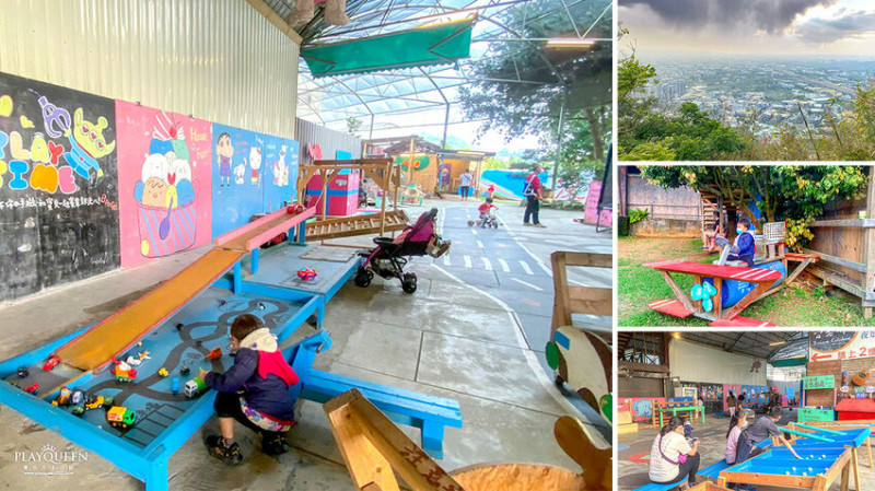 公老坪夢想廚房Dream kitchen｜台中豐原親子景點推薦，1F免費入園暢玩，沙坑、滑草皮、彈珠檯，公老坪夜景餐廳推薦