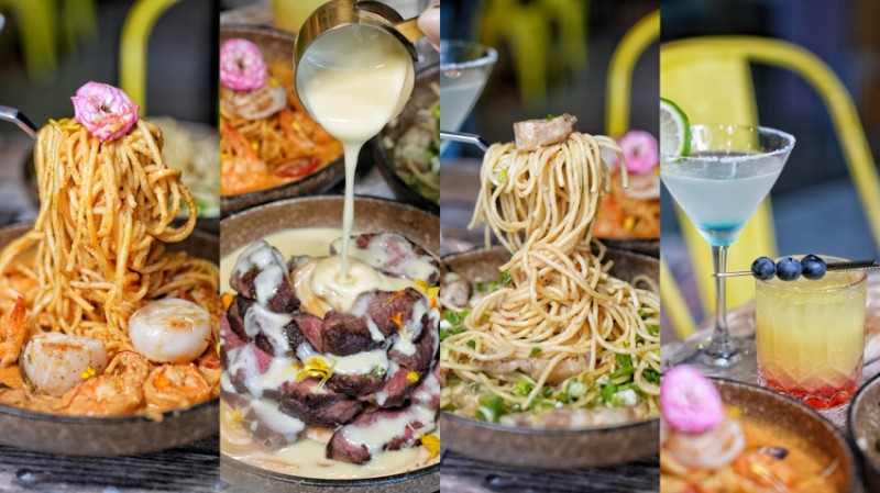 【台中食記】逢甲義大利麵〔 瑰覓 〕新品爆量肉肉起司瀑布超吸睛，多種創意口味，份量大還有紅茶暢飲