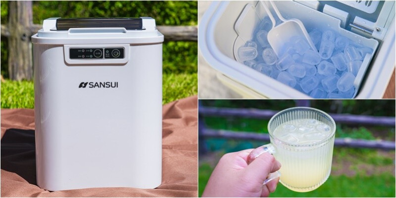製冰機開箱｜SANSUI山水微電腦全自動製冰機．9分鐘快速製冰！隨時都能享用沁涼的飲品～一鍵自動清洗/露營製冰機/任選冰塊大小