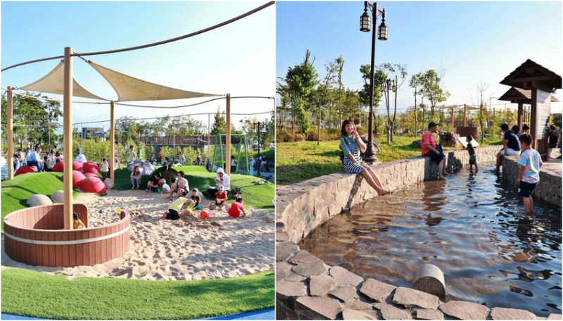 南投埔里首座溫泉主題親子共融公園｜埔里景點親子遊戲區、溫泉泡腳池也太棒了！