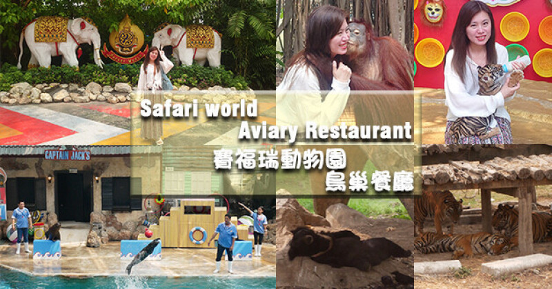 【泰國旅遊】Safari world 賽福瑞野生動物園，很多動物表演可以看、跟小老虎、紅毛猩猩互動拍照很有趣，園區內Aviary Restaurant 鳥巢餐廳提供泰式料理吃到飽。泰國動物園