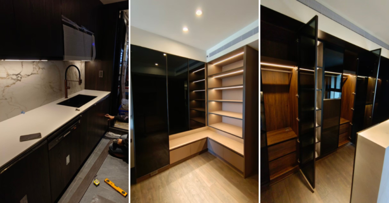 高雄系統櫃推薦【九十度系統家具】系統家具也有精品櫃質感！鏡面玻璃+燈條碰出高級感│時尚系衣櫃櫥櫃│高雄裝潢系統家具工廠直營