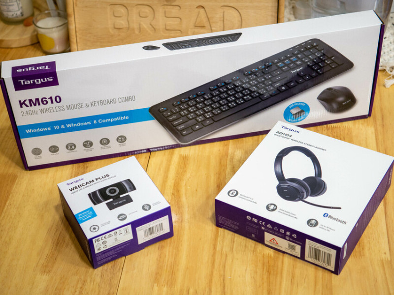 【開箱】Targus AEH104藍牙耳機、進階版網路攝影機、AKM610無線鍵盤滑鼠，遠距會議、視訊更有品質！