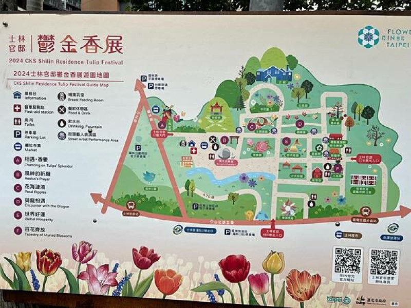 台北市士林區2024年士林官邸公園鬱金香花季：相鬱祈福。鬱金香齊放