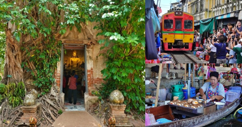 泰國【泰國市場一日遊】丹嫩莎朵水上市場、美功鐵道市場，樹中廟一日遊