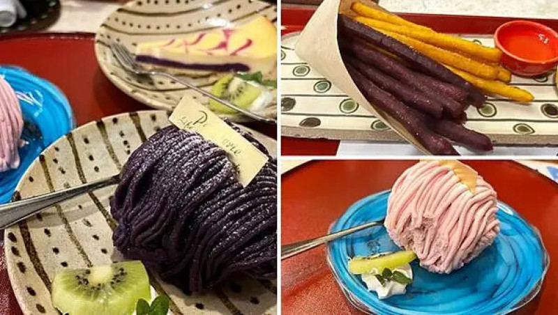 【日本沖繩必吃美食、下午茶、咖啡廳、甜點推薦】御菓子御殿｜紅芋塔與紅紅芋蒙布朗(國際通秘境咖啡館、文青下午茶、沖繩自由行必訪)