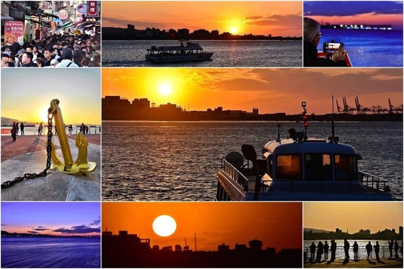 大年初一那天的【淡水】：老街爆炸人潮，夕陽粲然，水光天際盡染金