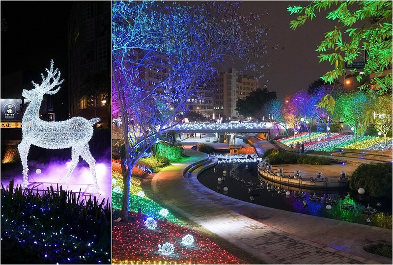 【台中中區｜景點】2020年台中好YA誕。七彩燈光點亮柳川水岸步道，還有水舞秀，巨大水霧夢幻馴鹿，綠川登場