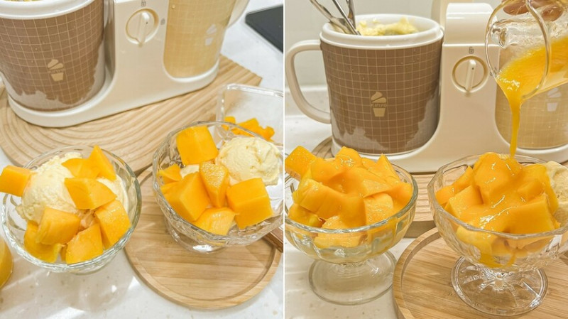 安安團購｜⁡DIY芒果優酪乳冰淇淋 超級好吃/KINYO雙杯DIY自動冰淇淋機