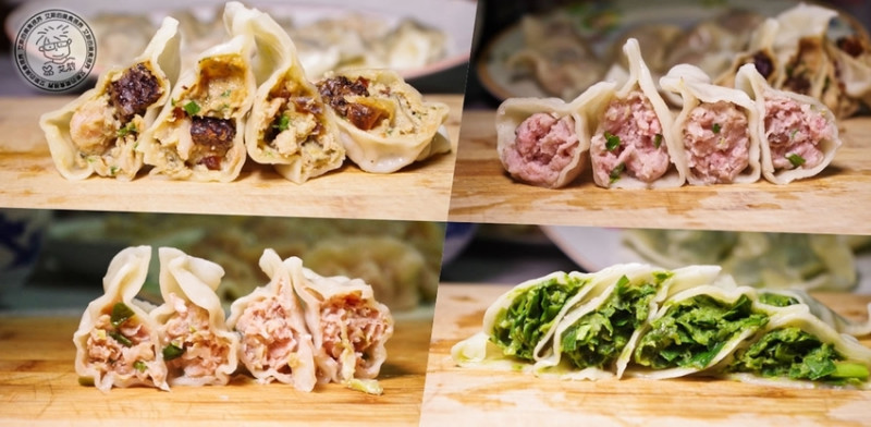 【水餃】吃不到香菜皮蛋豬血糕披薩就吃『 香菜皮蛋豬血糕 水餃』．買五盒手工水餃還送湯頭．春韭