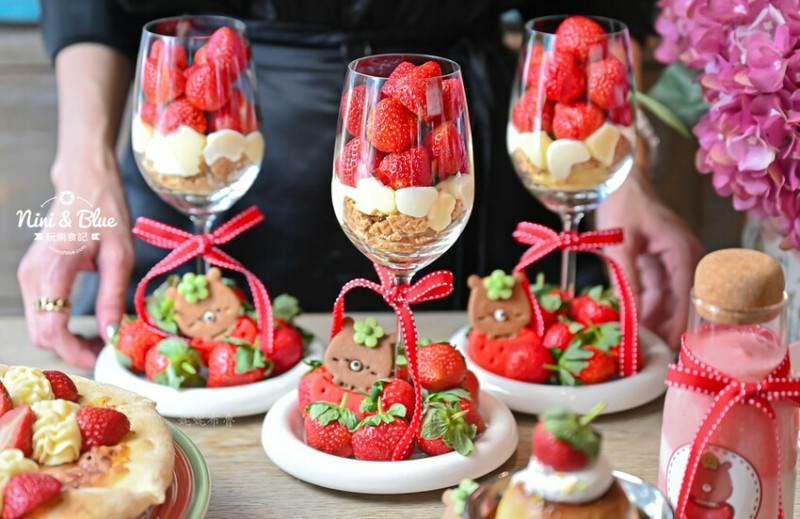 台中森林系美店，草莓季節限定浮誇系甜點-炙燒卡士達草莓芭菲