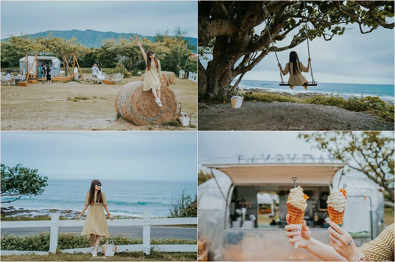 【屏東滿州│景點】日日海霧 Gelato Day by Day。海景鐵皮露營車，稻草堆拍美照，坐在草地上看海吃霜淇淋