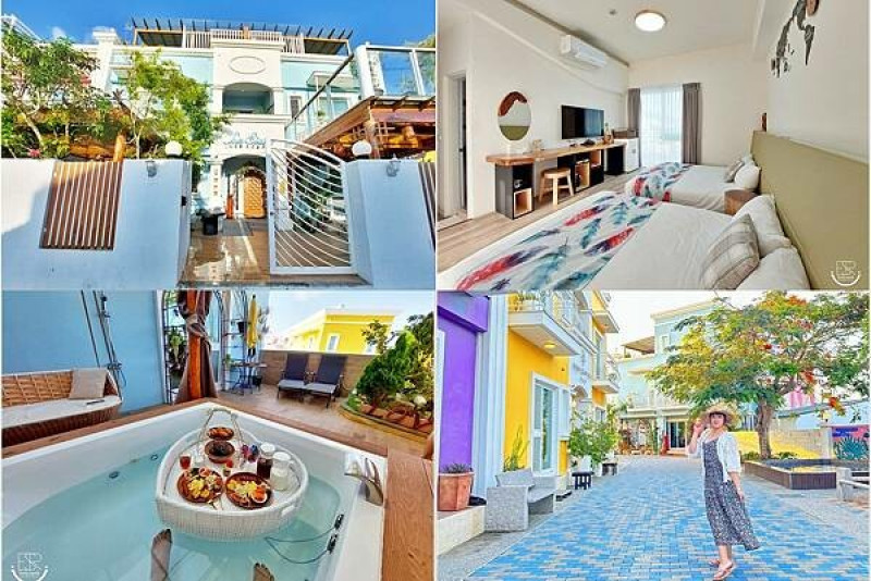 墾丁民宿推薦│偽出國！宛如國外度假村墾丁夢幻島社區 色彩繽紛馬卡龍 INN巷文創旅店 峇里島風戶外按摩浴缸，超好拍的漂浮早餐可以吃，電動車住宿民宿～