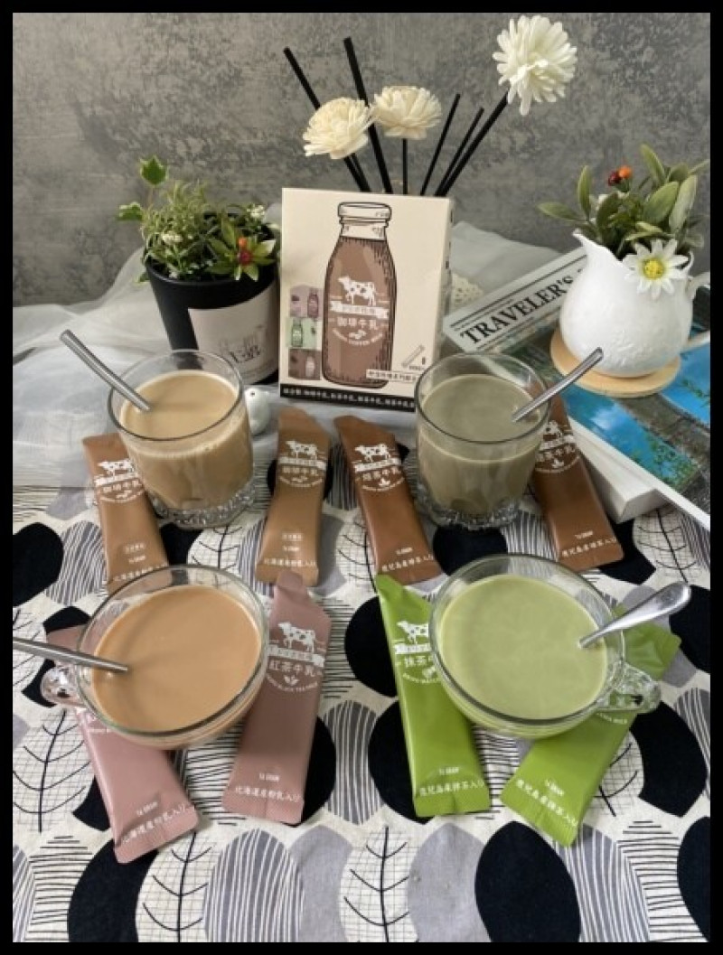 【熱銷第一的即溶品牌】【Dripoドリポ牧場】牧場系列,牛乳即溶飲品 8入綜合口味：咖啡、紅茶、抹茶、焙茶