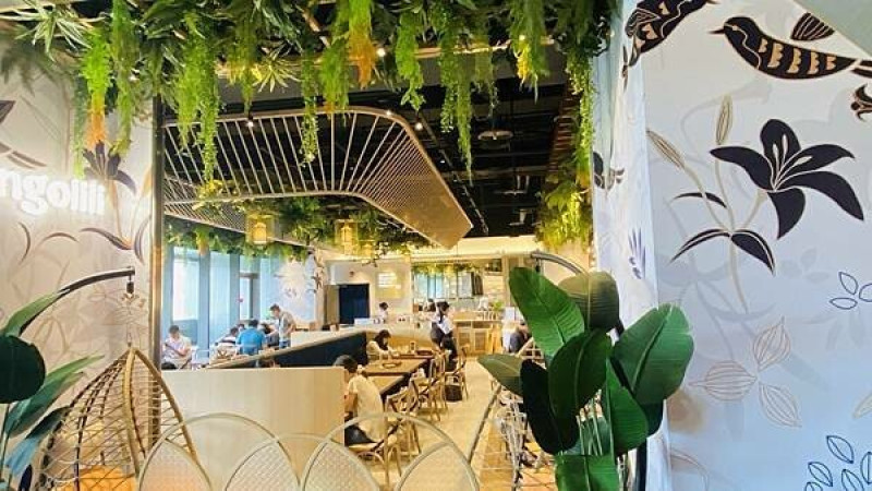 新店裕隆城景觀餐廳【英格利利】裕隆城森林系網美餐廳/招牌必點圓形可愛粉撲鬆餅/浪漫英倫風下午茶餐廳