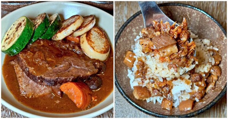 台中市東區台中美食／2023米其林指南創意台菜「豬肉榮小料理」　推薦櫻花蝦滷肉飯、紅酒燴牛肉與岩石煙燻豬心