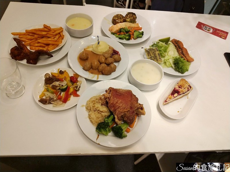 台中美食|IKEA會員生日好康，宜家家居餐廳主餐買一送一，脆皮豬腳、鮭魚菲力，飲料、沙拉、湯品、炸物、甜點應有盡有