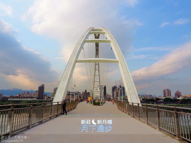 新莊景點：月下漫步新月橋之花都開好了。