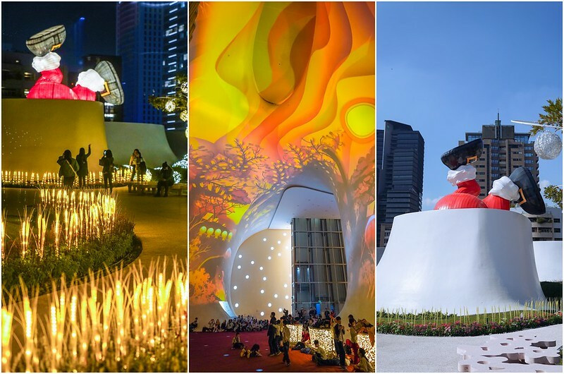 【台中西屯｜景點】臺中國家歌劇院。聖誕限定，光的四重奏投影秀，令人驚艷，屋頂還有聖誕老公公倒栽蔥啦