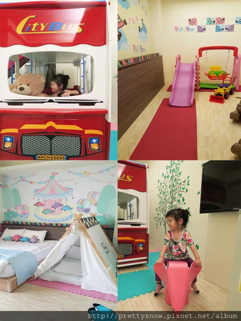 【台中親子民宿】放慢旅宿 小熊巴士溜滑梯民宿 碗桂很愛聊 大象派寶遊戲室 親子民宿推薦