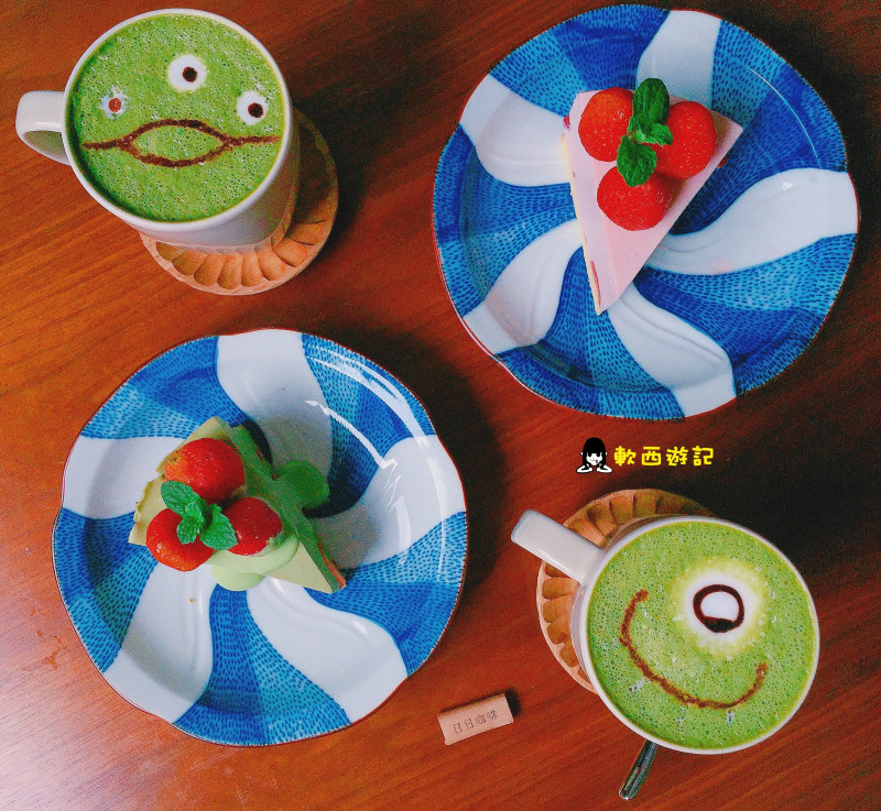 [食記]台南 日日咖啡 療癒可愛大眼仔/三眼怪拉花 手工特製季節限定抹茶草莓生乳酪 *有WIFI 可訂位 附完整日日咖啡菜單*