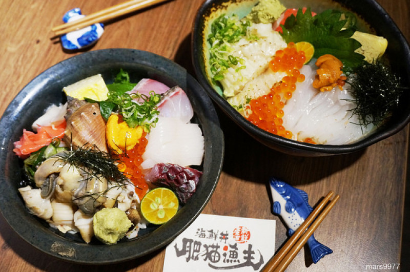 【台北∣中山區】『肥貓漁夫』。"大溪夏季限定海螺丼"!! 好吃的比目魚鰭邊軟絲丼，就是要你品嚐享用來自大海的台北海鮮丼美味料理 (文末活動抽獎)
