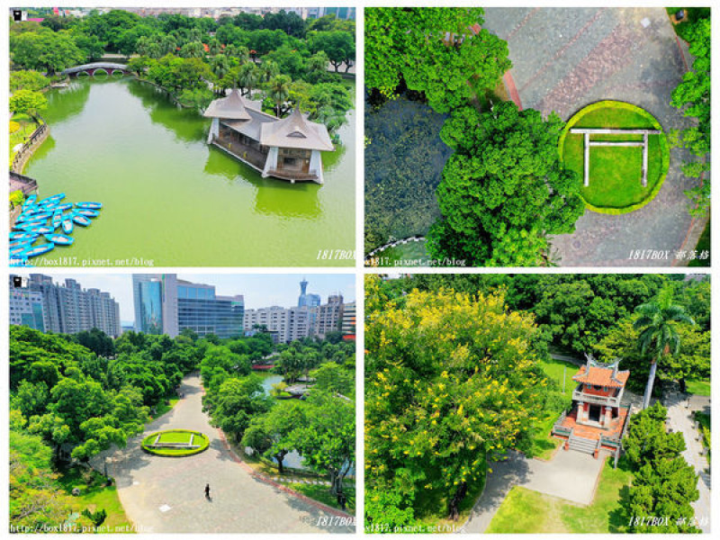 【台中。北區】台中公園。百年神社。躺著的鳥居。湖心亭。更樓。空拍攝影分享