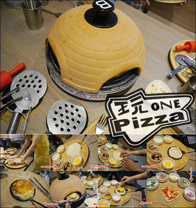 【台中披薩DIY】玩one Pizza (大墩店) 親子餐廳，自己吃的披薩自己做!全台首創，桌上DIY窯烤披薩。自製芝心餅皮體驗，還有濃湯、沙拉、炸雞、冰淇淋、飲品等餐點無限享用吃到飽